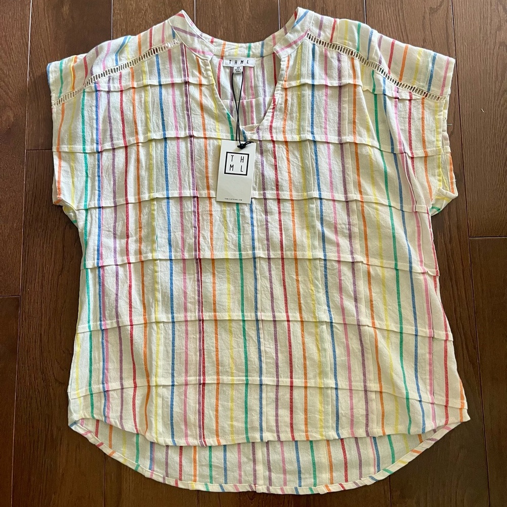 NWT THML Multicolor Striped Blouse
